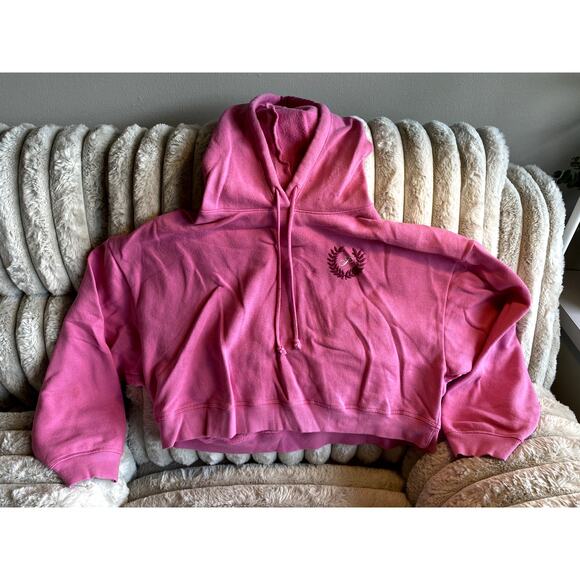 Victoria Secret Pink Crop Top Oversized Hoodie Size XL - Picture 1 of 5